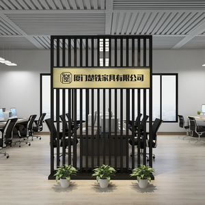 现代简约屏风隔断办公室装饰入户前台玄关进门logo座屏背景形象墙