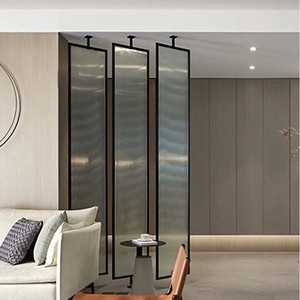 现代轻奢长虹玻璃入户玄关大厅会客区遮挡装饰隔断网红可旋转屏风