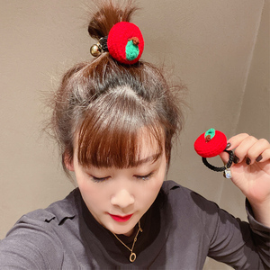 圣诞节的红苹果头绳日韩手工编织毛线发圈少女卡通扎头绳皮套儿童