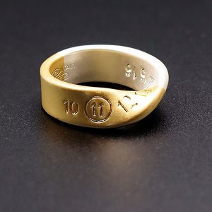 MaisonMargiela MM6字母数字黄铜钛钢莫比乌斯扭曲戒指指环配盒子