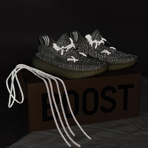 椰子鞋带反光yeezy350黑天使700满天星鞋带圆荧光白天使500鞋带绳