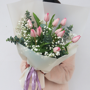 北京郁金香花束鲜花速递同城上海广州成都深圳成都生日祝福送花店