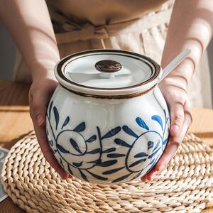 油罐厨房家用带盖土陶罐盐罐子单个装调味品陶瓷储存猪油小号瓦罐