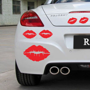 烈焰红唇汽车贴纸红色嘴唇遮挡划痕车身保险杠创意唇印装饰车贴纸