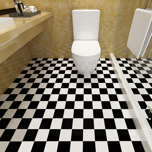 磨砂地上黑白格厕所厨房地板贴耐脏洗手间自粘房间瓷砖贴地砖耐磨