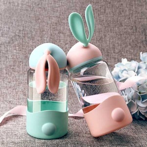 新款创意兔子玻璃杯女便携学生水杯韩版小容量茶水分离网红抖音杯