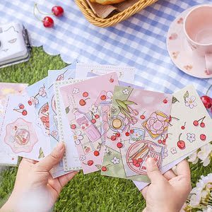 30张一盒/春时樱桃明信片清新水果创意卡片送人礼物卡通可爱手绘