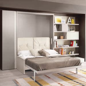 安必思壁床隐形床多功能折叠床翻板床加衣柜衣帽间组合墨菲床书柜