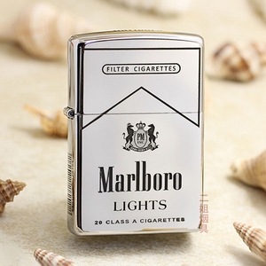 zippo打火机银色镜面250精雕万宝路点烟器防风送男士朋友生日礼物