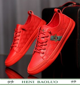 品牌高档男式本命年红色鞋子男士大红运动鞋中国红休闲板鞋红鞋男