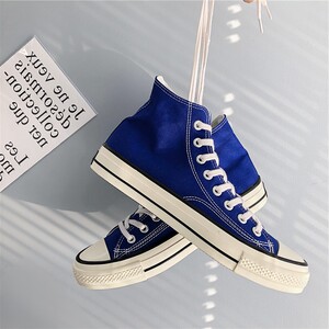 东方匡威宝蓝色高帮帆布鞋男1970ins复刻港风街拍滑板鞋百搭韩版