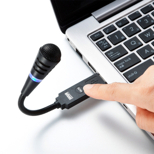 日本SANWA笔记本电脑话筒 USB单一指向会议麦克风聊天带静音LED灯
