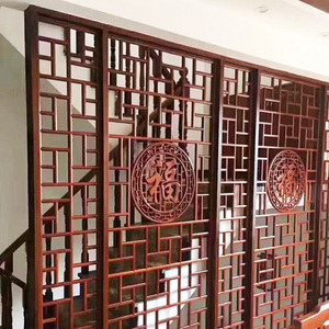 热心掌柜淘宝中式pvc木塑密度板镂空吊顶木花格玄关隔断屏风电视