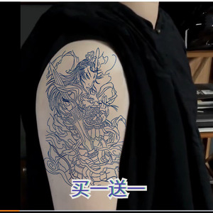割线纹身贴 二郎神杨戬托塔天王天眼 手臂腿部后背胸男款防水贴纸