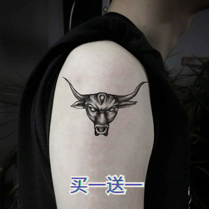 巨石强森纹身贴防水持久右手臂梵天神牛牛头神牛纹身贴
