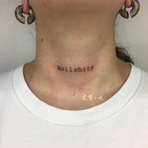 脖子颈部黑色英文字母纹身贴防水男女持久暗黑系个性潮流仿真刺青