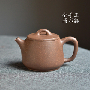 全手工入门实用壶高石瓢紫泥段泥大口壶宜兴丁蜀原矿纯手工紫砂壶