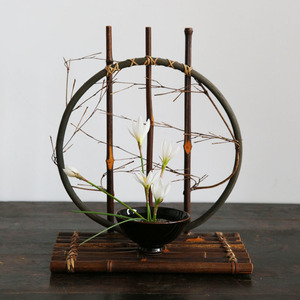 竹编花器竹制品竹排花艺茶道 禅意装饰品茶室 家用手工道具 复古