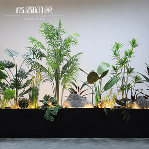 仿真绿植隔断植物景观假树室内办公室橱窗餐厅酒店装饰花槽造景