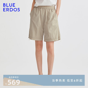 BLUE ERDOS女装 通勤百搭舒适阔腿松紧腰设计短休闲裤