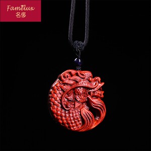 印度小叶紫檀木鱼化龙牌子手把件男士随身把件文玩把玩木wl1014