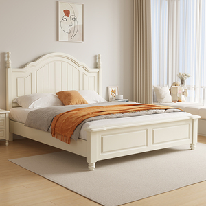 实木床美式床1.5米现代简约双人公主床白色1.35床架家用卧室主卧