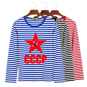 精神秋装复古年代风男t恤海军小众海魂衫cccp苏联苏维埃条纹长袖t