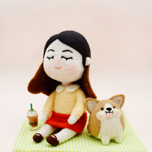 定制人物卡通形象 羊毛毡玩偶成品 linal craft 纪念品礼物 摆饰