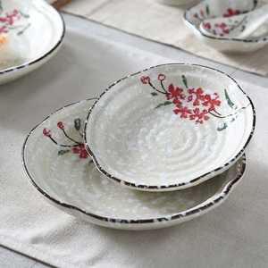 碟子盛菜盘子炒菜陶瓷装菜盘早餐家用圆形日式7寸韩创意个性8英寸