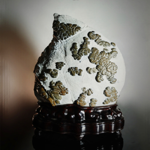 精品灵璧石 珍珠石 纹石 灵璧石原石毛石 龟纹石 白灵璧奇石摆件