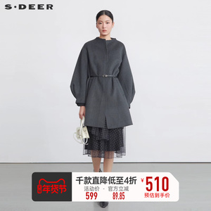 【高能价】sdeer圣迪奥女装外套冬装呢子大衣泡泡袖毛呢长款