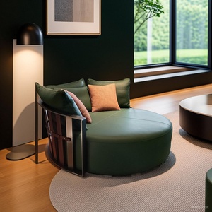 意式简约轻奢圆形沙发椅弧形款金属不锈钢创意设计师客厅时尚沙发