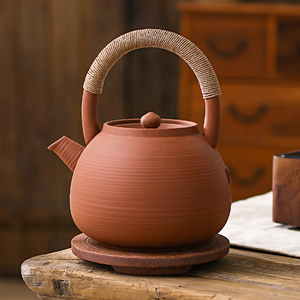 潮州手拉红泥砂铫炭炉现代家用煮茶烧水超薄朱泥泡茶户外养生陶壶
