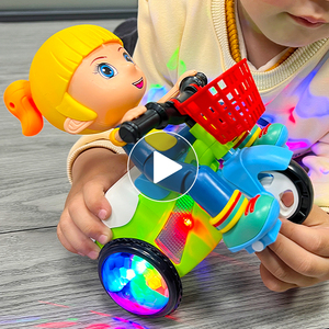 抖音网红特技三轮车0-1一2岁儿童宝宝男孩电动跳舞旋转摩托车玩具