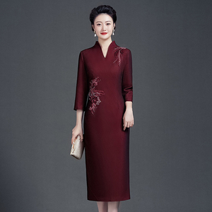 参加结婚礼妈妈礼服新娘母亲喜婆婆婚宴装丈母娘高端高贵年轻洋气