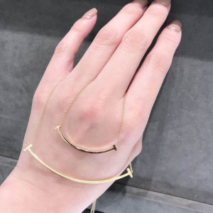 珠宝定制 18k玫瑰金微笑项链女 mini满钻小号笑脸锁骨链au750吊坠