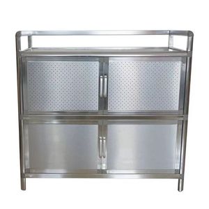 加厚不锈钢碗柜厨房柜茶水餐边柜简易灶台柜铝合金阳台储物置物柜