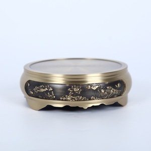 全铜摆件香道配件铜制底座 梅花底座 工艺品家居办公