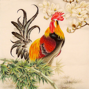 十字绣金鸡报晓