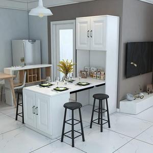 家用多功能折叠餐桌酒柜客厅隔断餐边柜伸缩一体现代简约风吧台