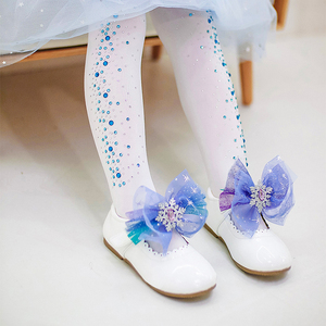 女童连裤袜春秋2021新款白色舞蹈袜天鹅绒爱莎公主长筒袜连体袜