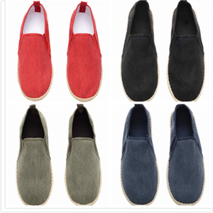 外贸hm帆布鞋男低帮休闲鞋懒人布鞋透气百搭麻编布鞋一脚蹬渔夫鞋