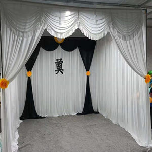 灵堂布置全套背景布丧葬幕布白事灵棚装饰布幔孝堂黑白帷幔葬礼布