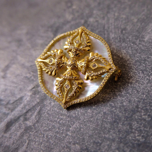 十字金刚杵 胸针  项链 两用款  纯银镀金