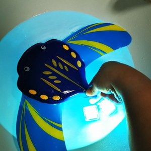 水动力鱼魔鬼鱼儿童游泳馆玩具鱼七彩发光冰块灯洗澡非电动海边用