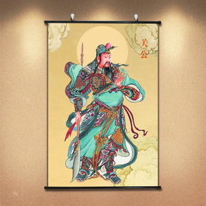 关公关羽画像头像墙贴海报国画武财神门神年画背胶装饰画挂画自粘