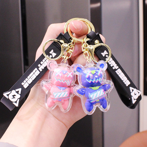 网红创意电池xx熊钥匙扣女精致情侣书包挂件公仔男生车钥匙链挂饰