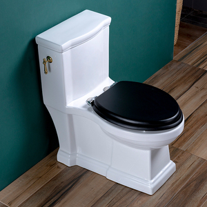 英国古典坐便器美式复古实木盖连体马桶全铜侧按金把手陶瓷座便器