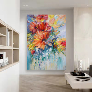 油画手绘梵高向日葵花名画现代北欧餐厅挂画玄关客厅背景墙装饰画