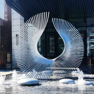 定制水景不锈钢雕塑抽象凤凰雕塑酒店庭院房地产入口景观装饰摆件